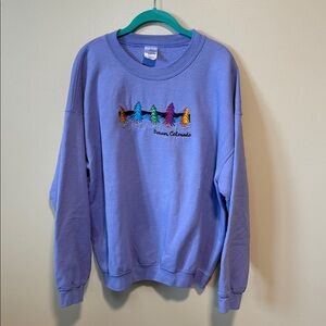 Gildan Lavender Sweatshirt From Colorado, embroidered size extra large